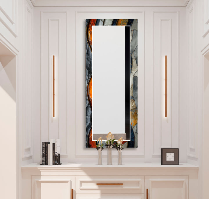 Marble Effect Orange Abstract Wall Mirror Mosaic Wall Mirror
