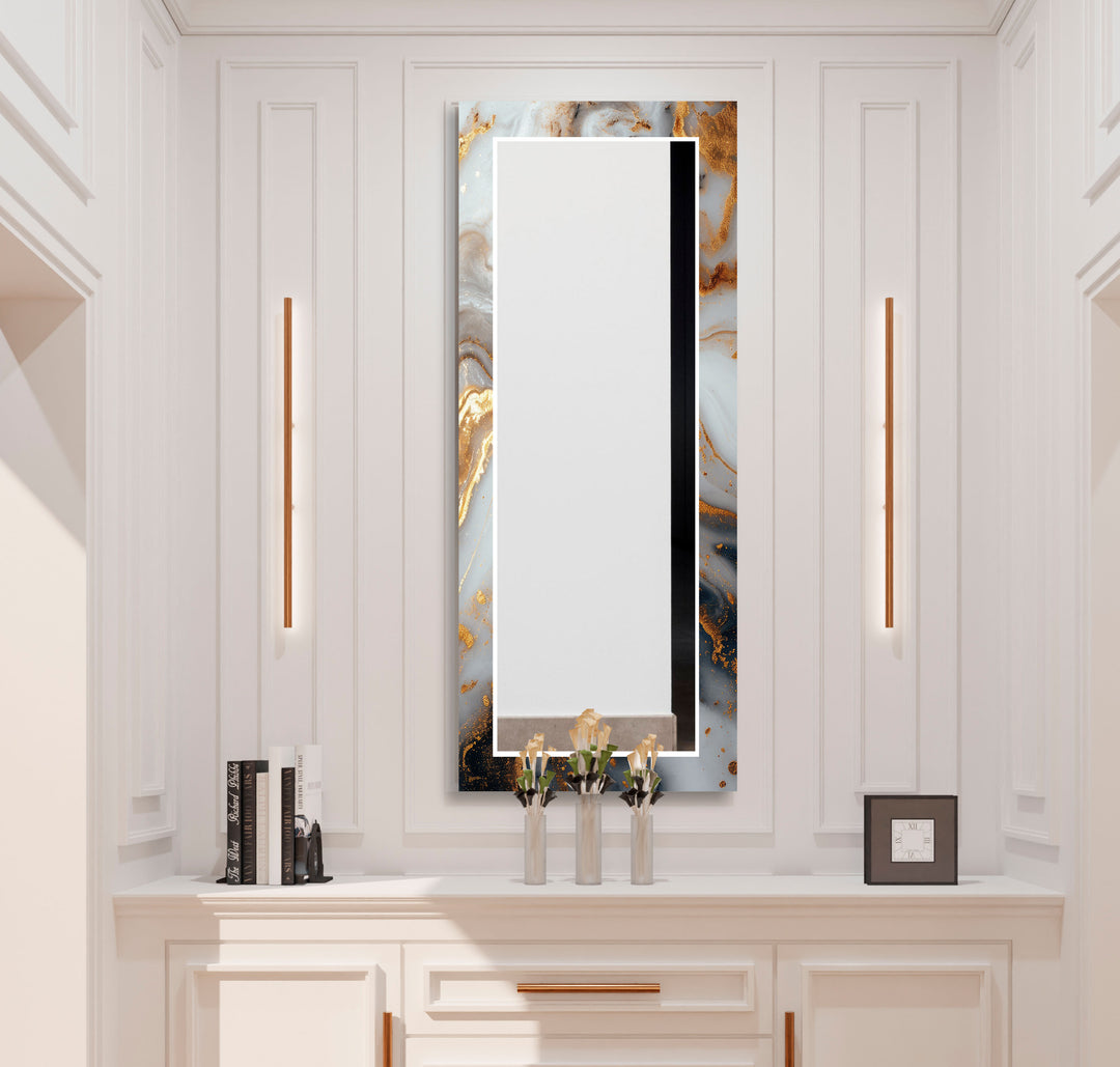 Golden Details White Marble Wall Mirror floor mirror
