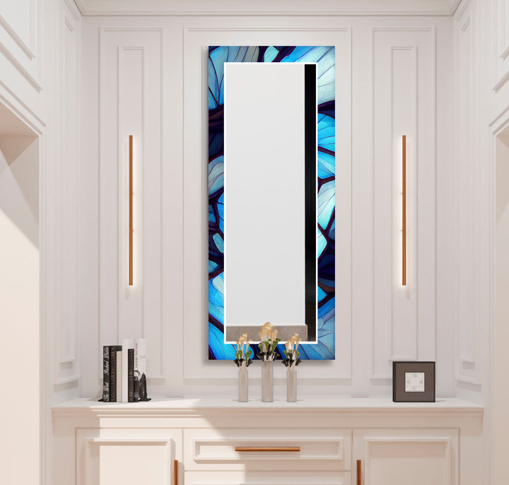 Blue and White Stained Wall Mirrors big mirror
