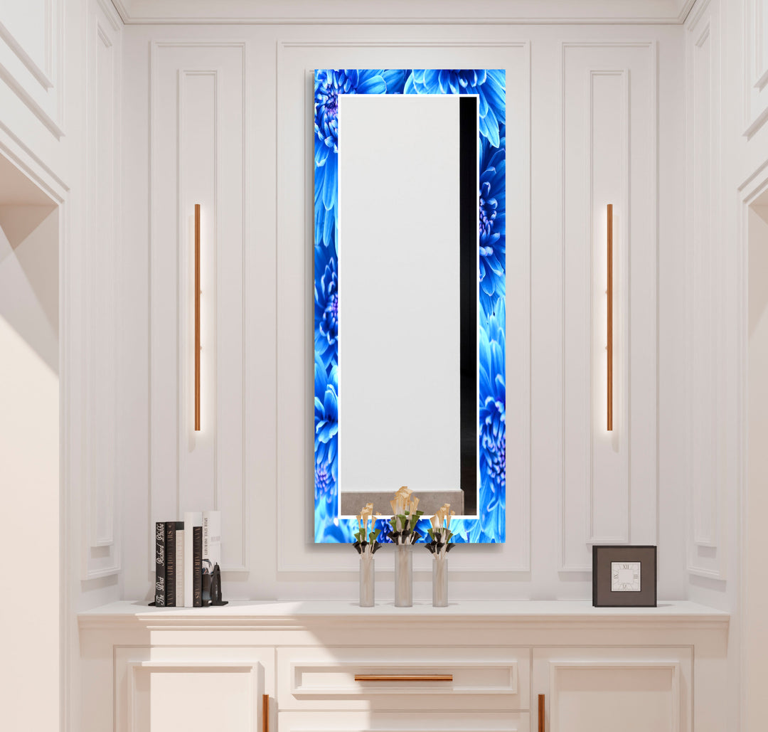 Vivid Blue Flowers Wall Mirror Blue Mirror
