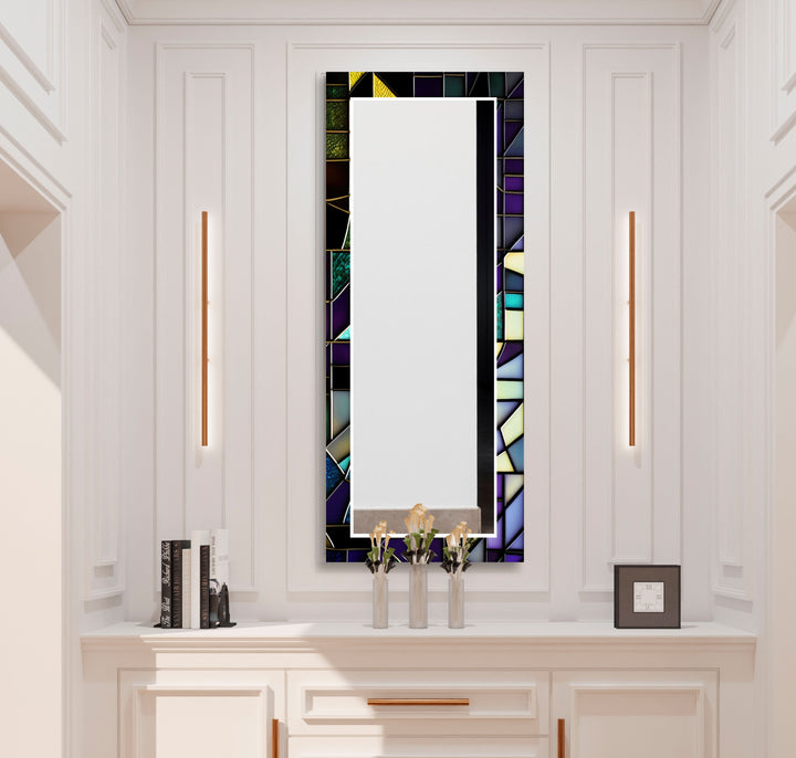 Purple and Black Stained Wall Mirror Wood Mirror
