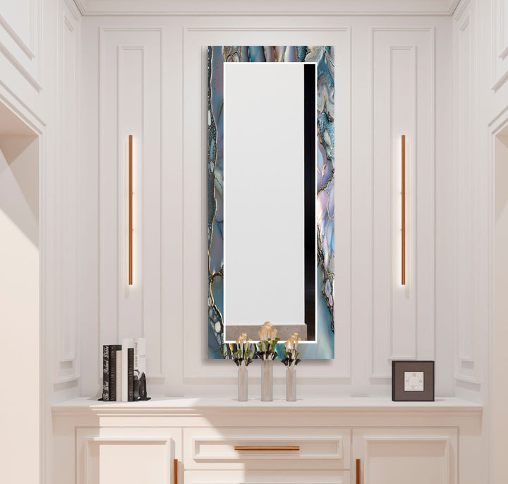 Blue And Purple Marble Wall Mirror Dining Room Mirror