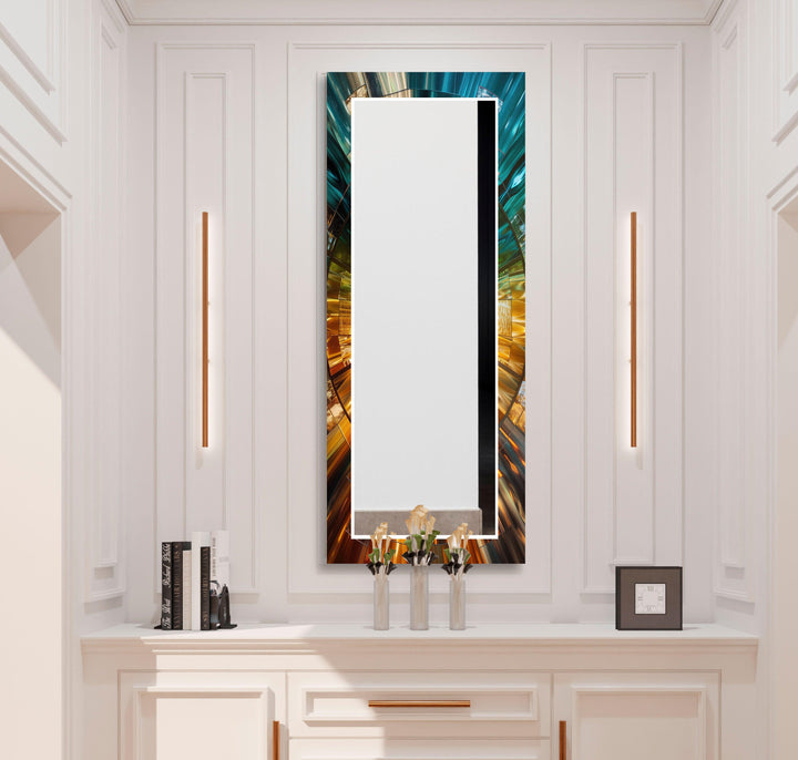 Blue and Gold Abstract Wall Mirrors Rectangle Mirror
