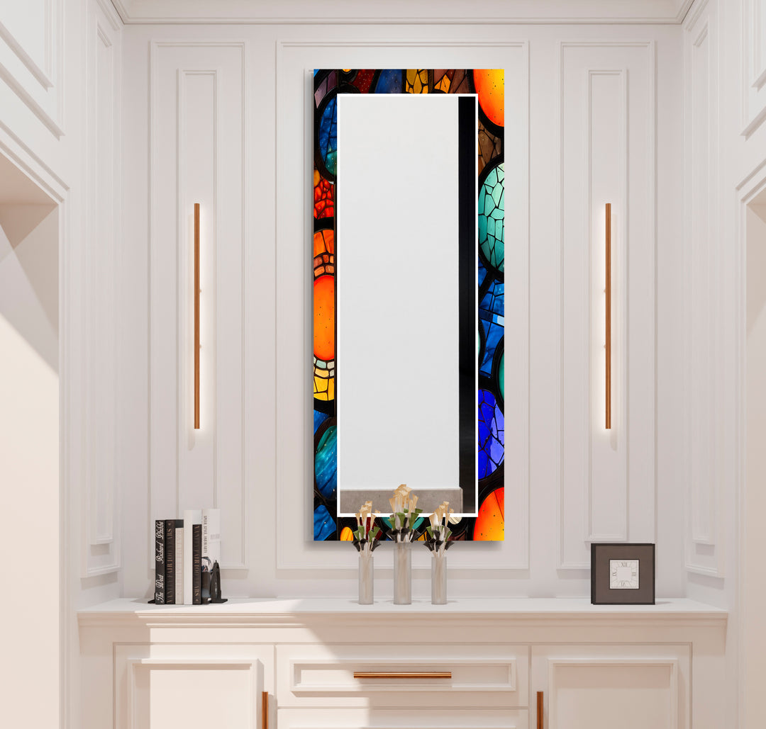 Orange and Blue Rounds Wall Mirror