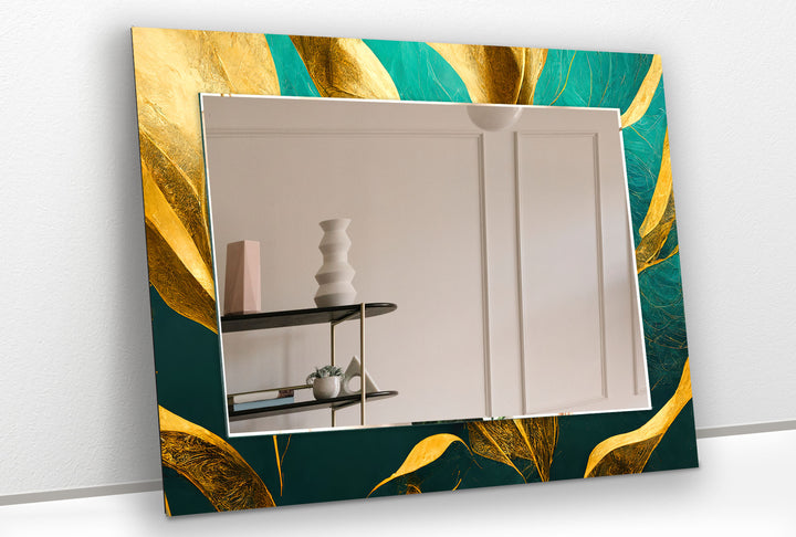 Green and Gold Abstract Wall Mirror Mosaic Wall Mirror
