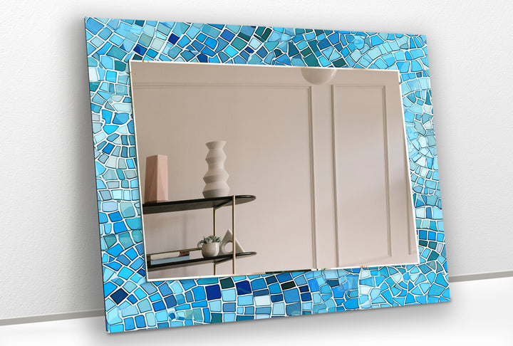 Blue Mosaic Stones Wall Mirror Blue Mirror
