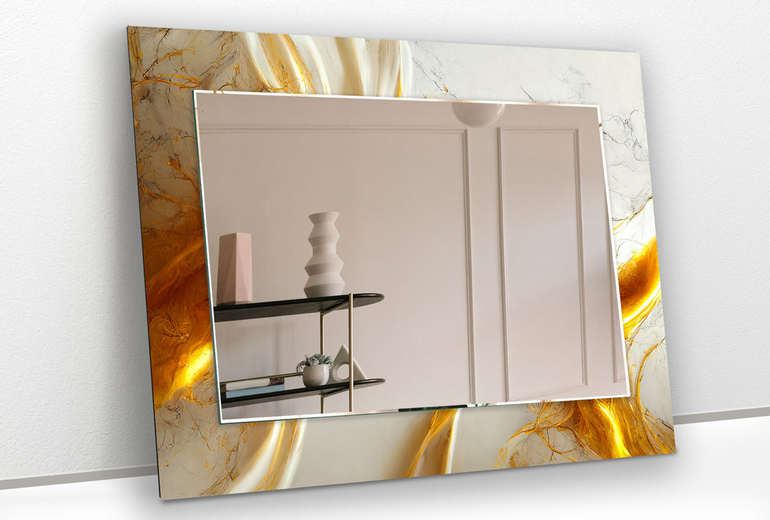 Golden Transition Marble Wall Mirror Gold Wall Mirror
