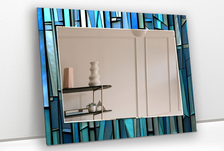 Blue Stained 3D Wall Mirror Large Mirror
