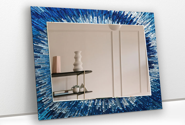 Blue White Splash Round Wall Mirror backlit mirror
