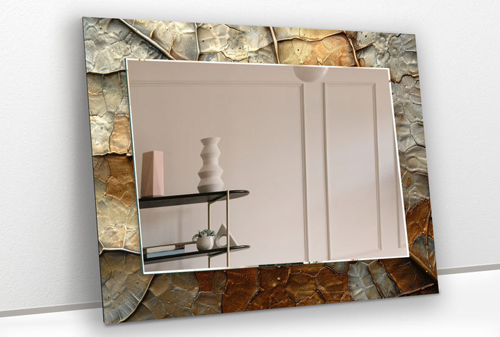 Cracked Beige Abstract Wall Mirror