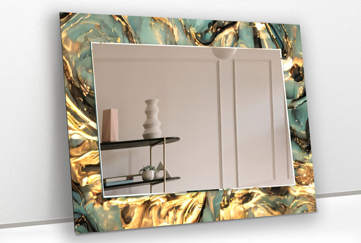 Green Abstract Wall Mirrors Entryway Mirror
