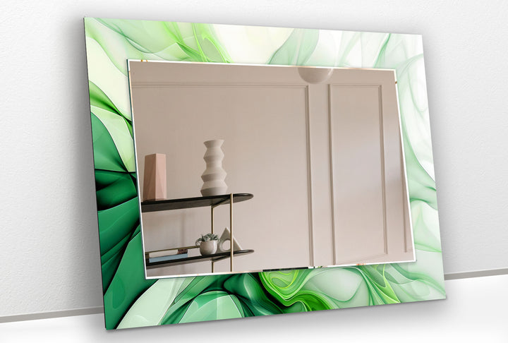 Green White Abstract Wall Mirrors Green Wall Mirror
