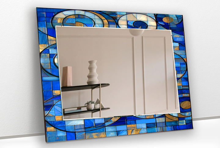 Geometric Blue Wall Mirror wall mirror
