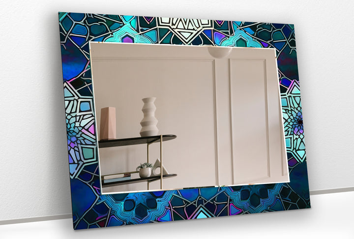 Dark Blue Design Abstract Wall Mirror Small Wall Mirror
