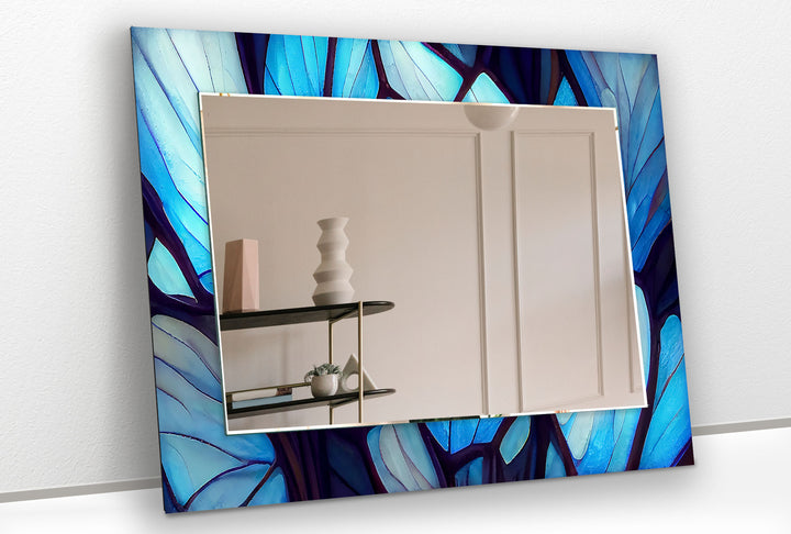 Blue and White Stained Wall Mirrors oversized wall mirrors
