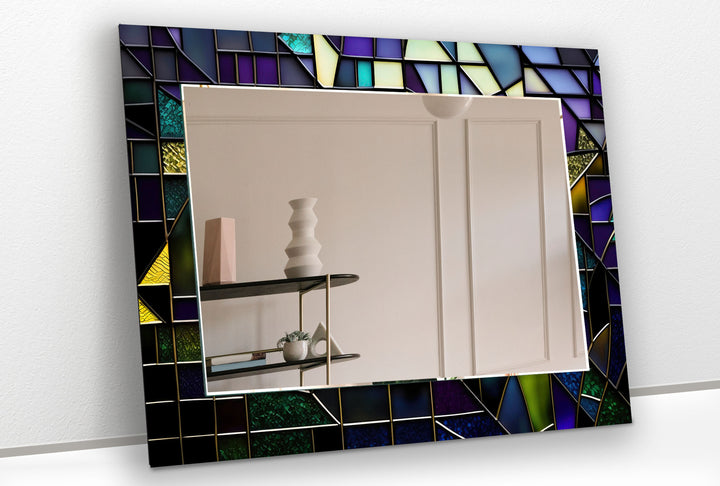 Purple and Black Stained Wall  Mirror Square Mirror
