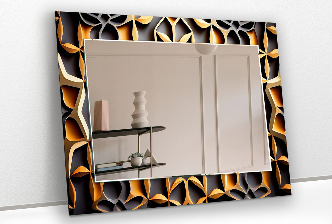 Black & Gold Abstract Wall Mirror Dining Room Wall Mirror
