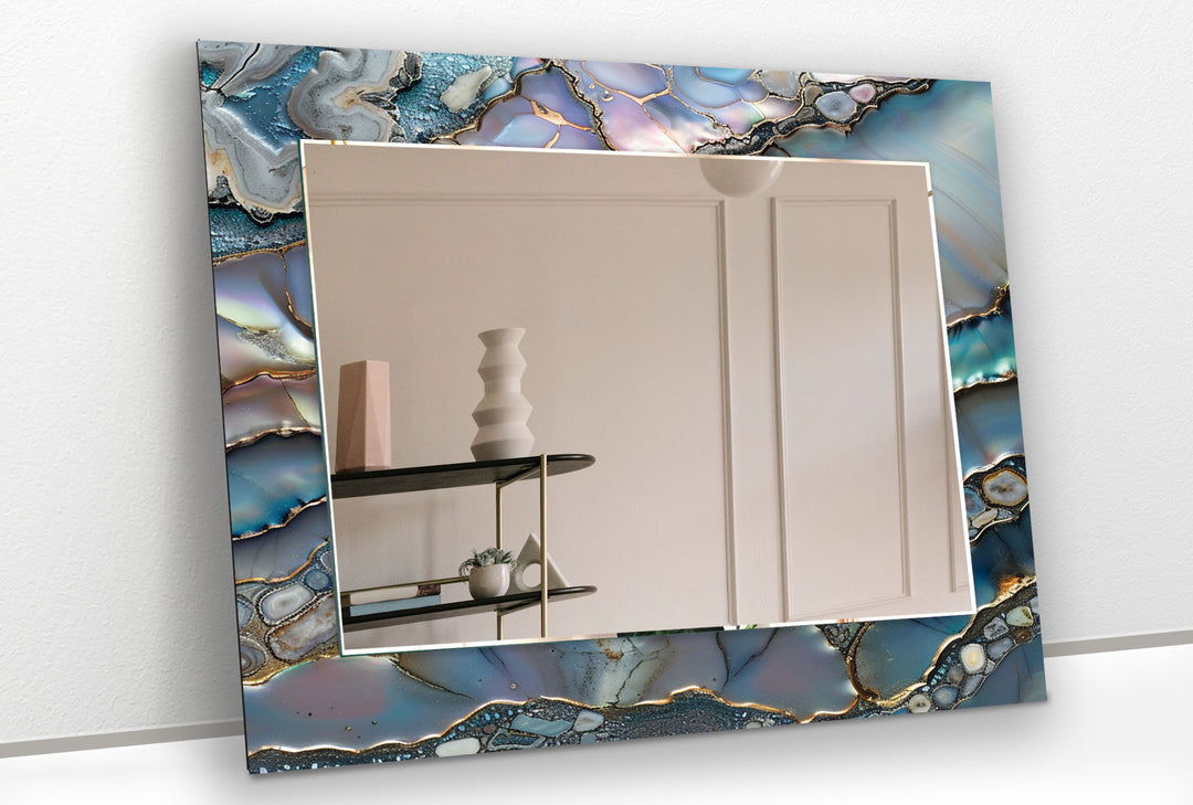 Blue And Purple Marble Wall Mirror Black Wall Mirror
