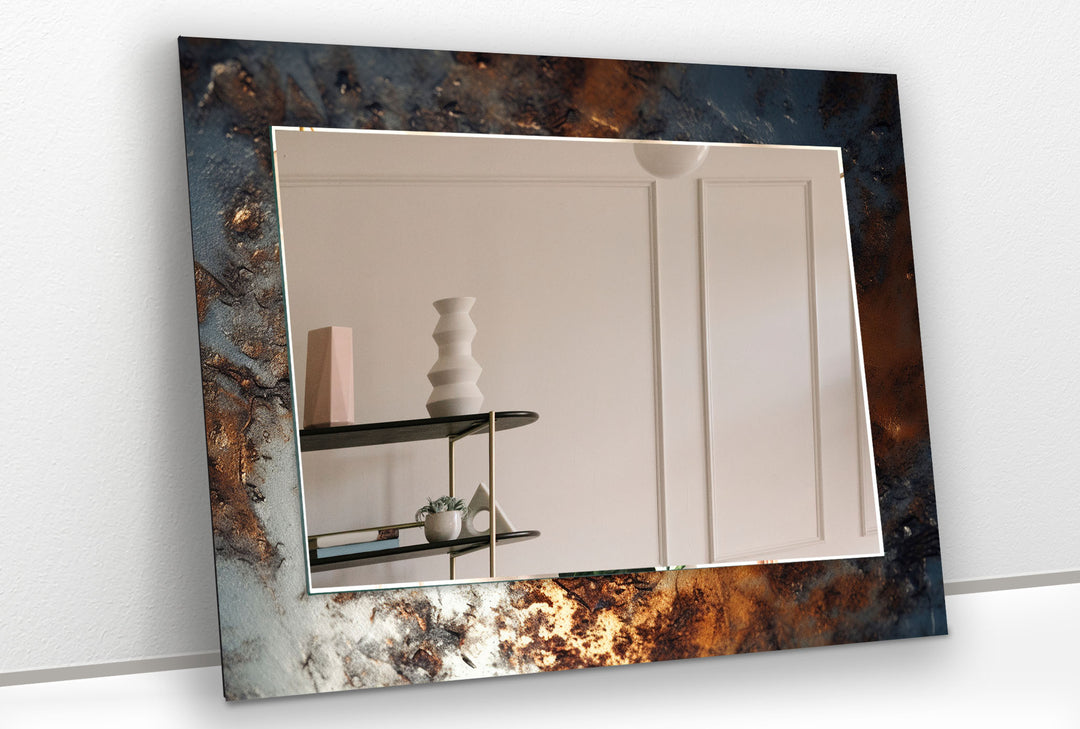 Bronze & Silver Abstract Wall Mirror Rectangle Wall Mirror
