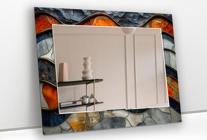 Marble Effect Orange Abstract Wall Mirror Marble Mirror
