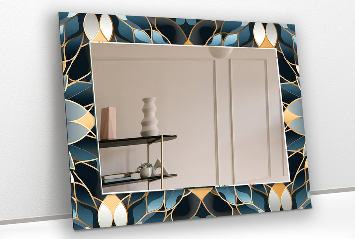 Dark Blue Leaves Wall Mirror living room mirror
