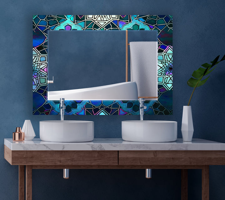 Dark Blue Design Abstract Wall Mirror Abstract Mirror
