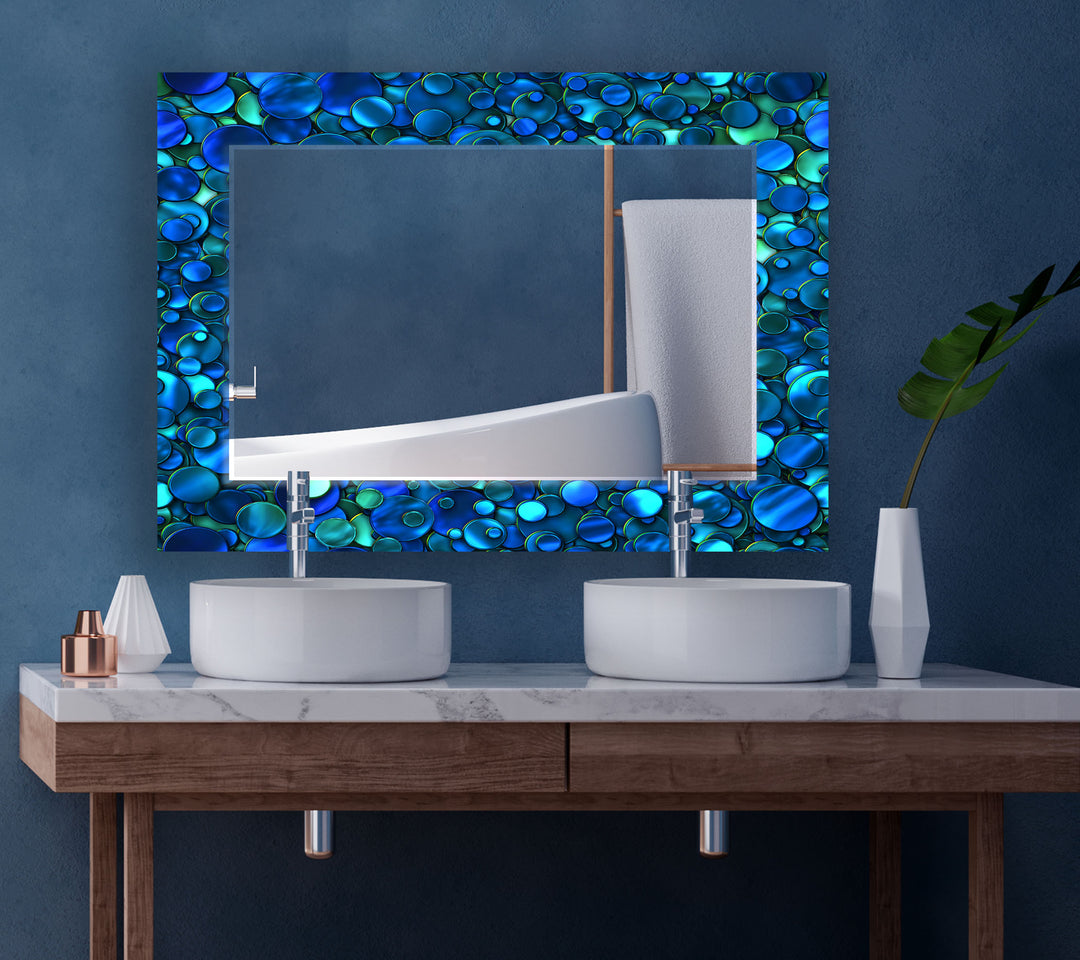 Ocean Blue Mosaic Wall Mirror Decorative Mirror
