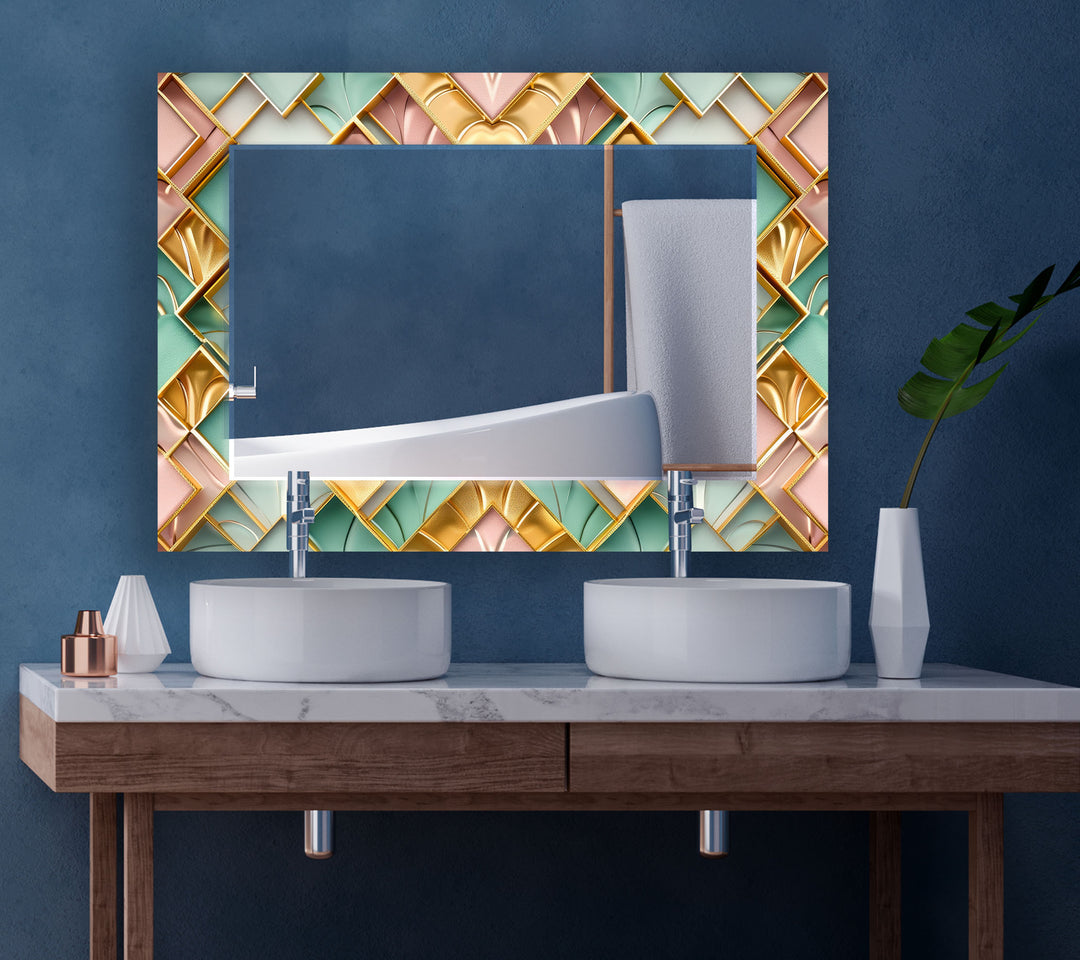 Geometrical Shapes Mosaic Round Wall Mirror Square Mirror
