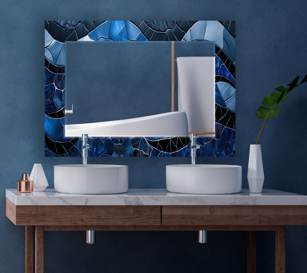 Dark Blue Mosaic Wall Mirrors large wall mirror
