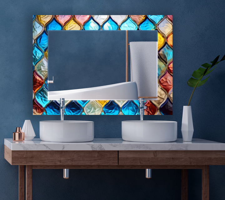 Blue Mosaic Stones Wall Mirrors Decorative Wall Mirror
