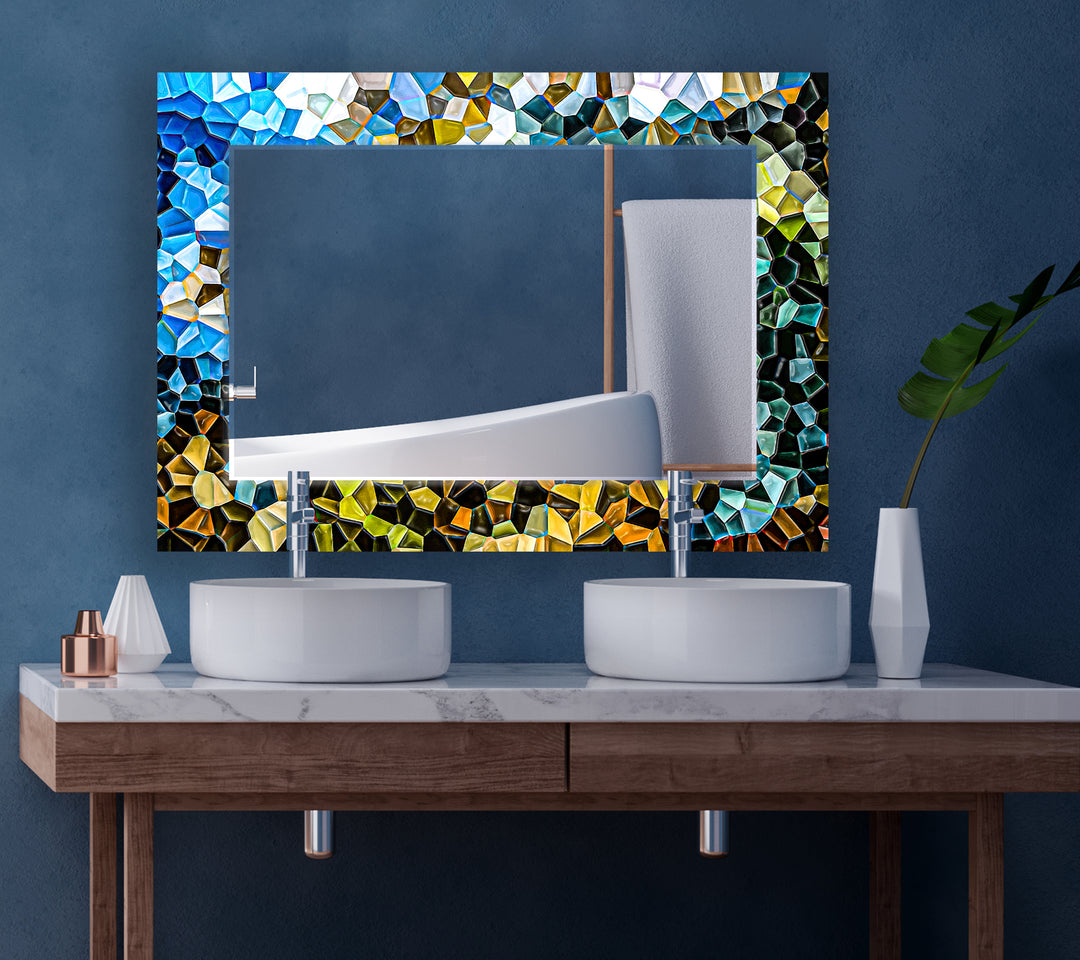 Mosaic Blue Wall Mirror Huge Mirror
