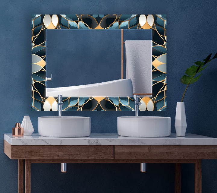 Dark Blue Leaves Wall Mirror Dark Blue Leaves Wall Mirror