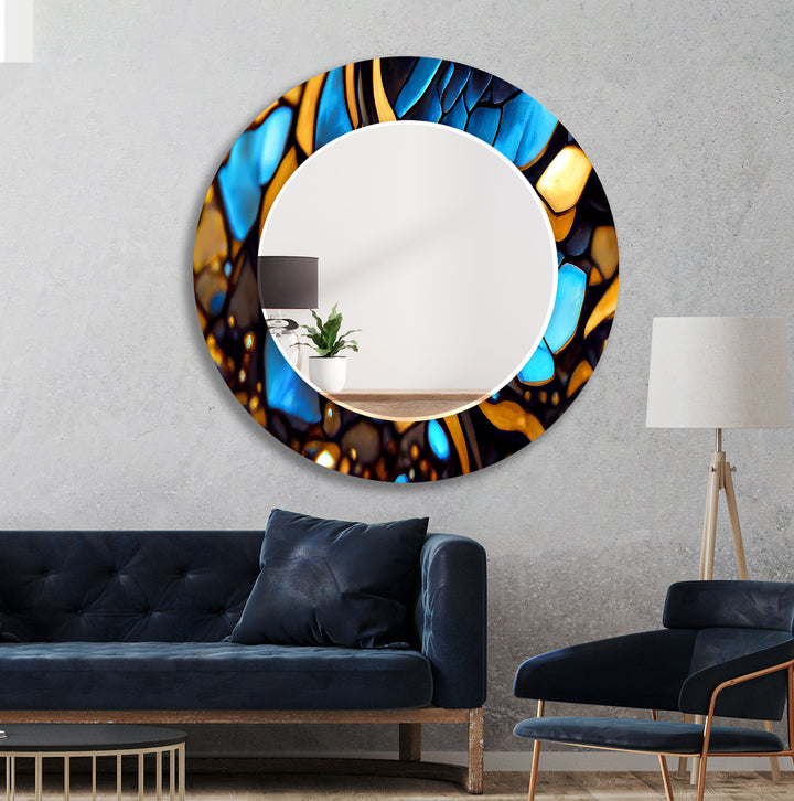 Black & Gold Stained Wall Mirror black frame mirror
