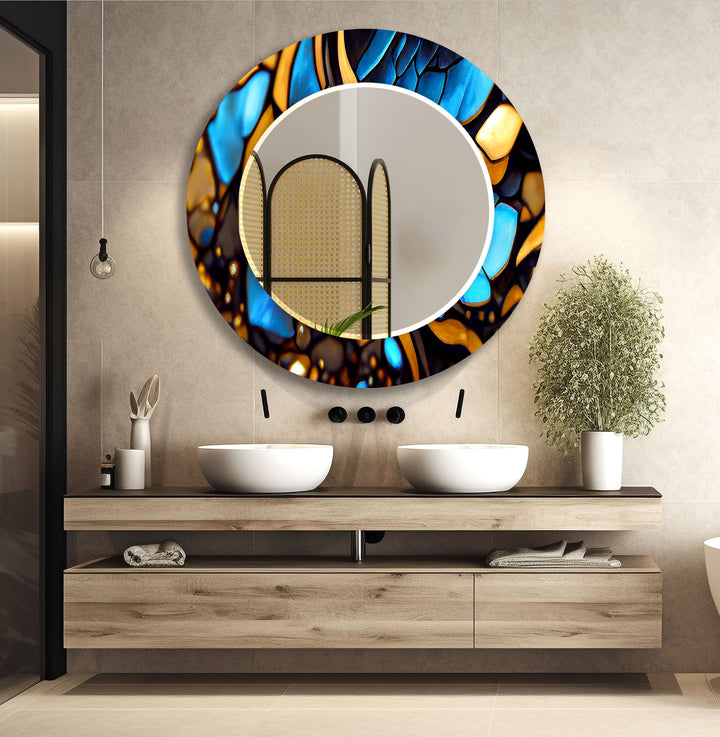 Black & Gold Stained Wall Mirror mirror black
