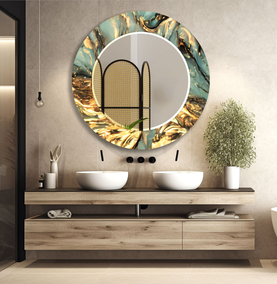 Green Abstract Wall Mirrors Decorative Mirror
