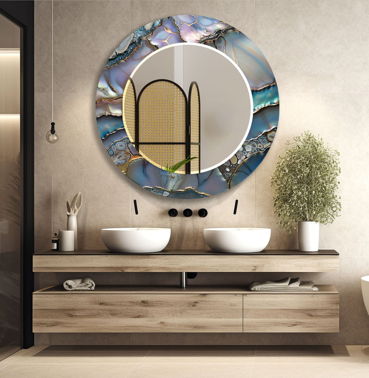 Blue And Purple Marble Wall Mirror Living Room Mirror
