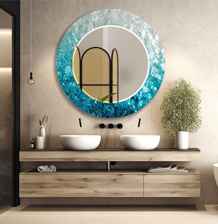 Blue Abstract Bubbles Wall Mirror full length mirrors
