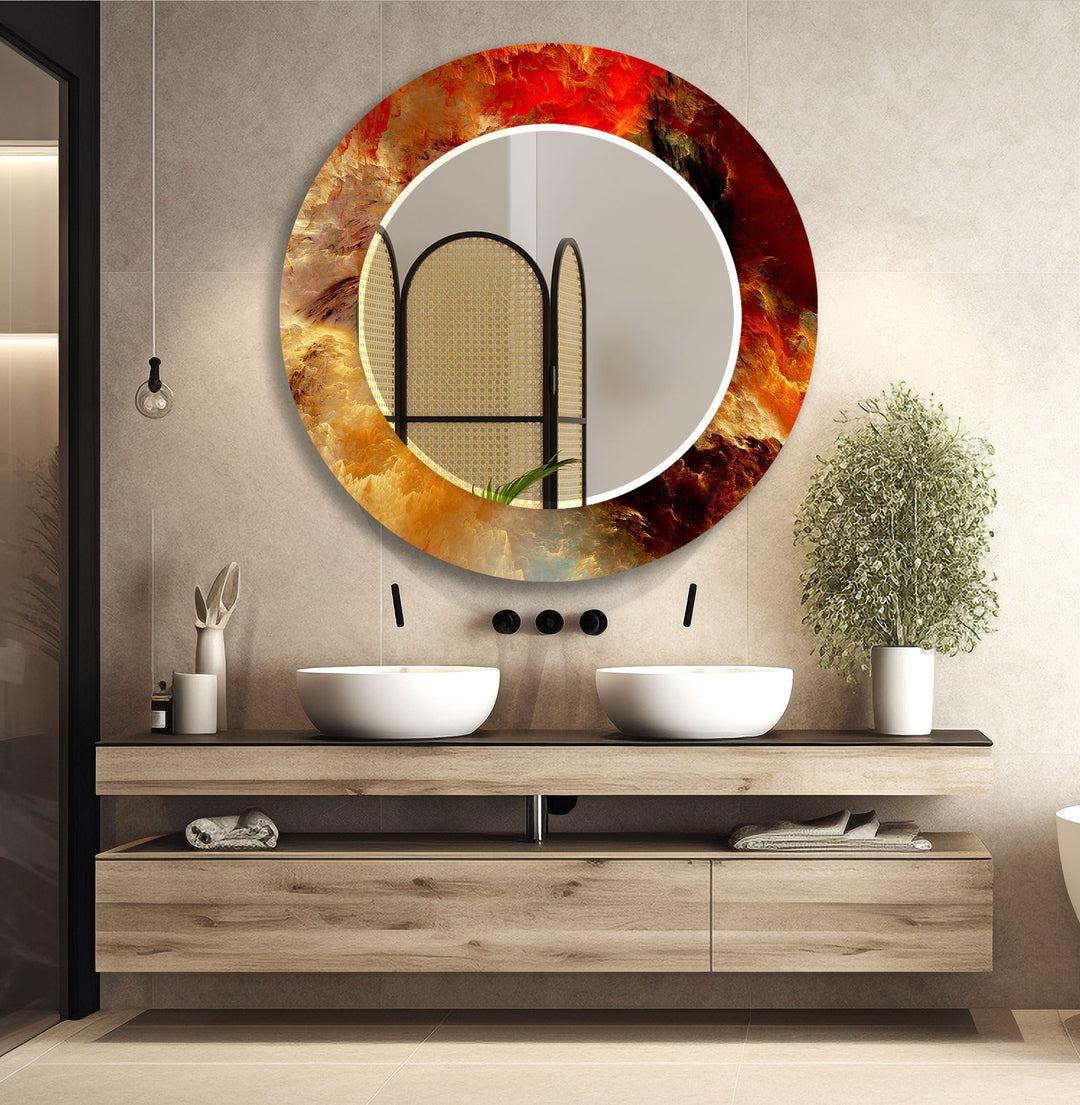 Red and Orange Abstract Wall Mirror large living room mirror
