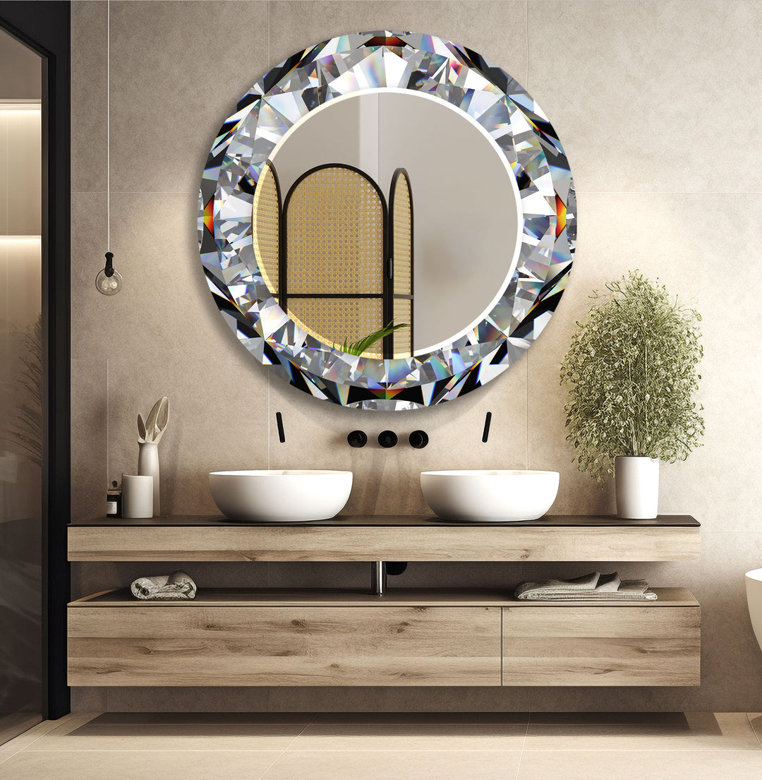 Diamond Effect Round Wall Mirror Long Wall Mirror
