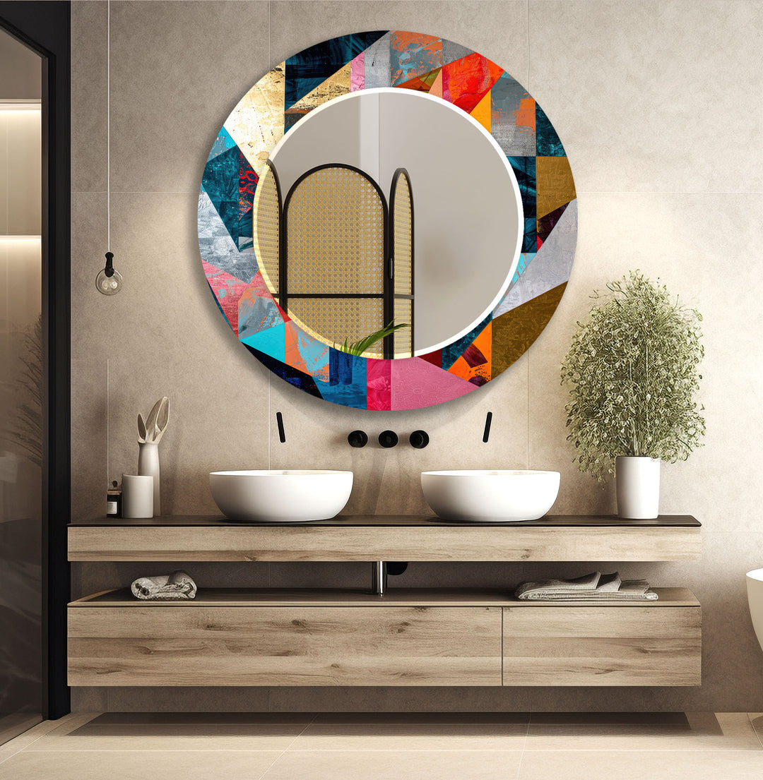 Colorful Geometric Shapes Wall Mirror Bedroom Mirror
