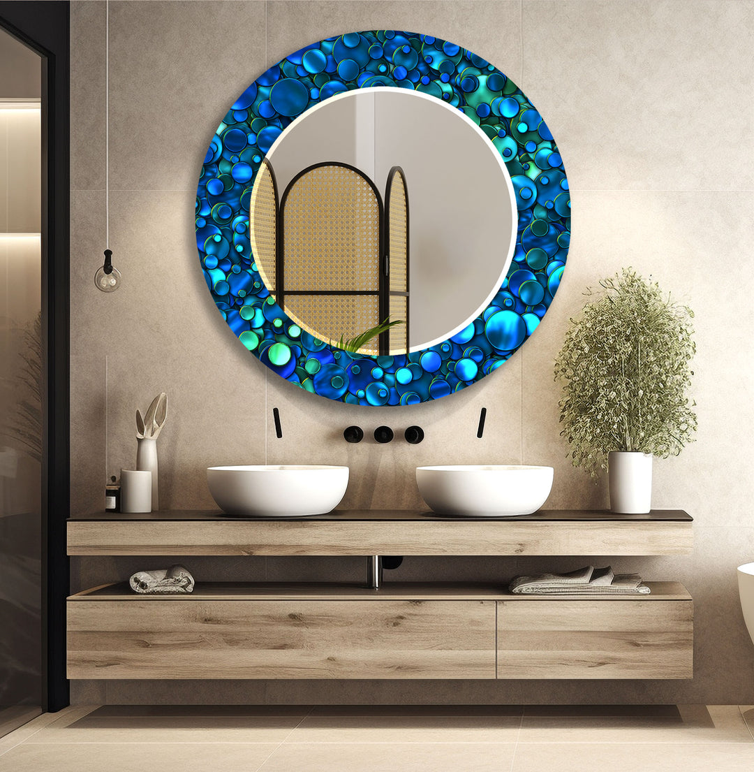 Ocean Blue Mosaic Wall Mirror Blue Mirror
