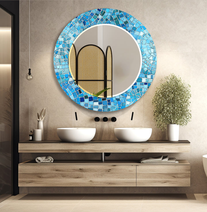 Blue Mosaic Stones Wall Mirror Red Mirror
