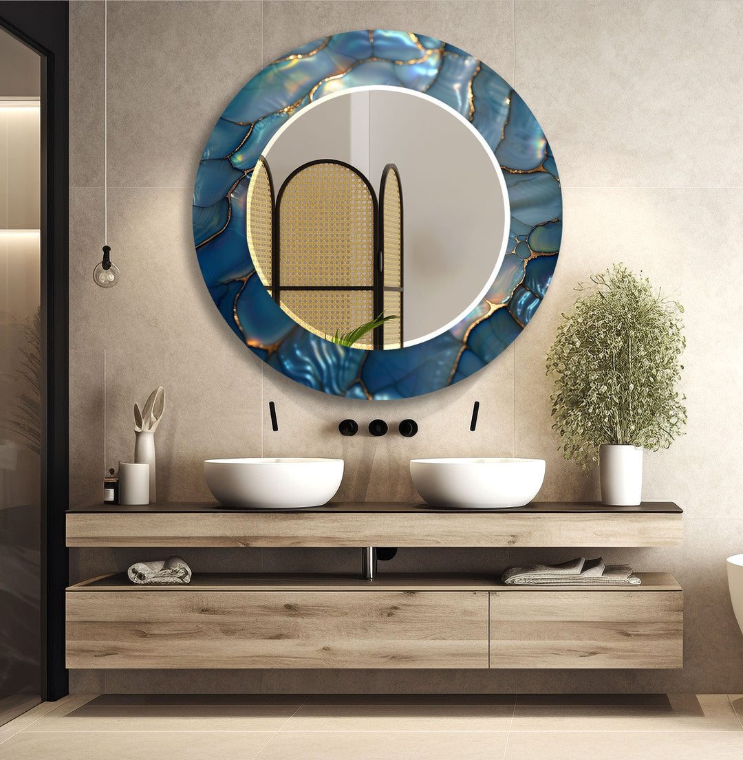 Cracked Blue & Golden Wall Mirror led mirrors
