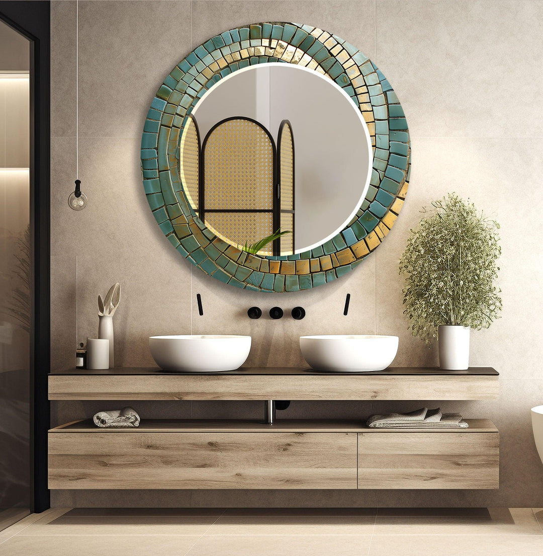 Green and Yellow Mosaic Wall Mirrors huge mirror
