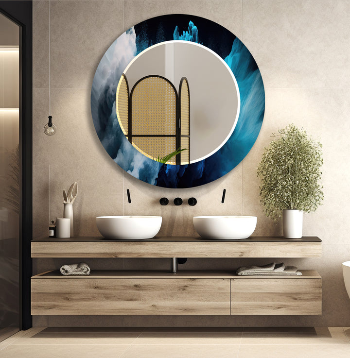 Blue White Smoke Wall Mirror Full Length Mirror Blue Mirror
