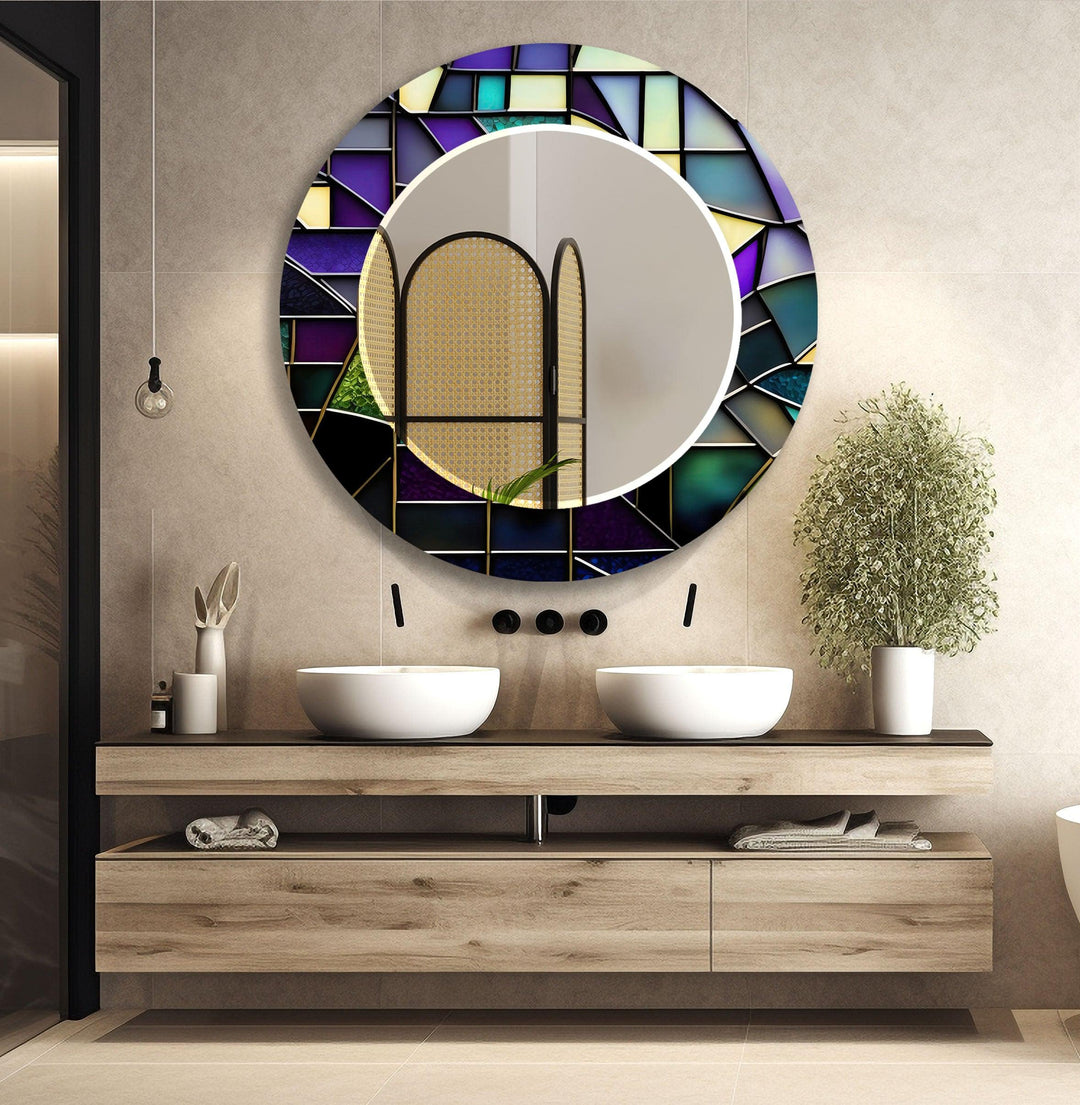 Purple and Black Stained Wall Mirror Black Wall Mirror
