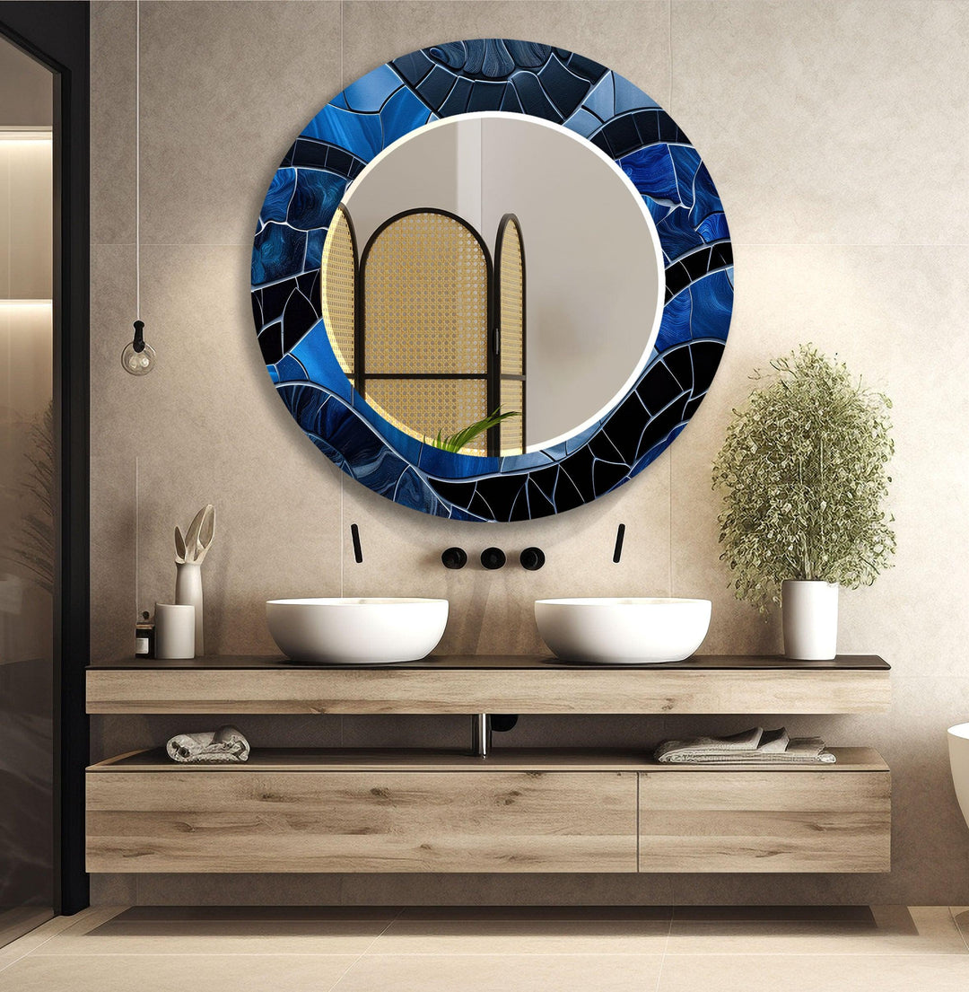 Dark Blue Mosaic Wall Mirrors large mirror
