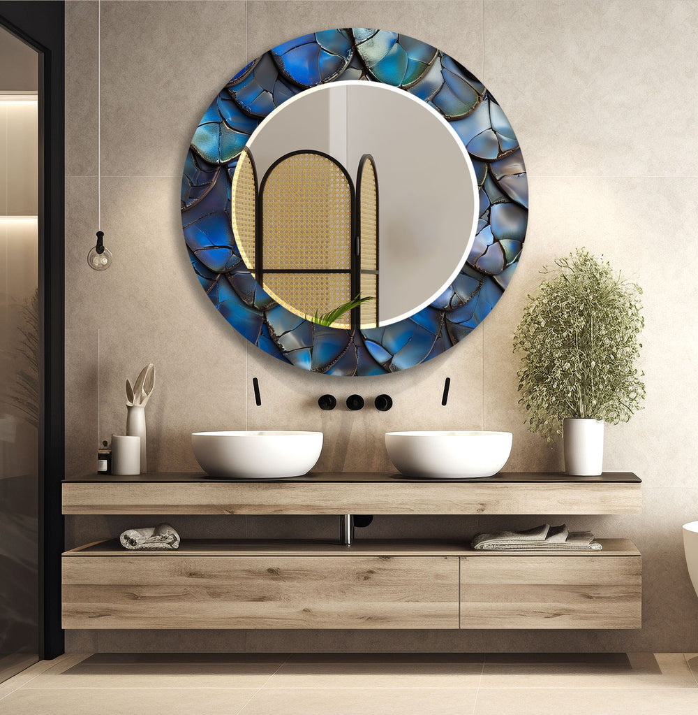 Blue Cracked Abstract Wall Mirror wall decorative mirror
