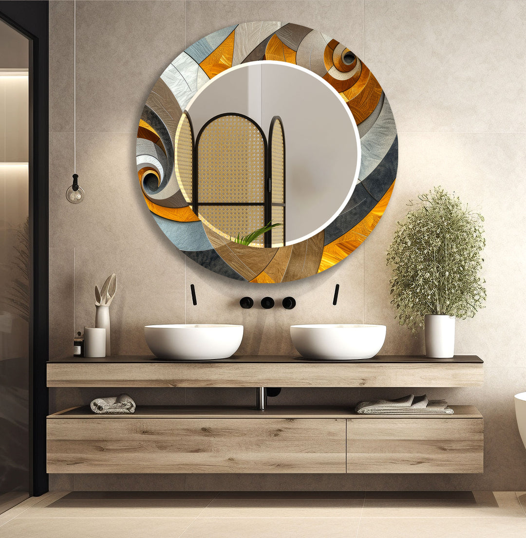 Brown Orange Fractal Wall Mirror Rectangle Mirror
