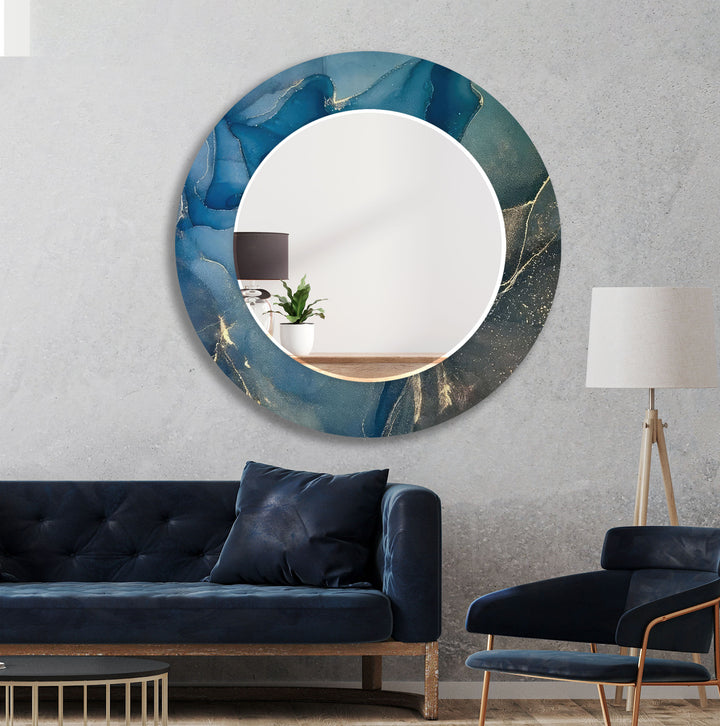 Blue Marble Wall Mirrors Stained Glass Mirror
